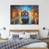 列車絵を描線路の列車 キャンバスプリント (インサイチュ (寝室))
