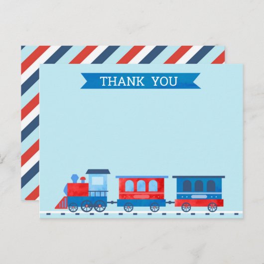 列車誕生日サンキューノートカード ポストカード (正面/裏面)