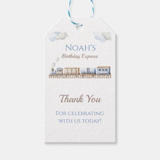 列車誕生日サンキューメッセージカード ギフトタグ (正面)