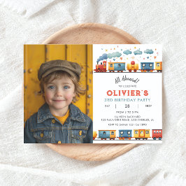 列車誕生日パーティフォト招待状 招待状