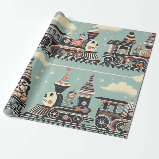 列車誕生日ラッピング紙 ラッピングペーパー (アンロールド)