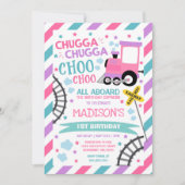 列車誕生日招待状チュガチャガチョーチョ 招待状 (正面)