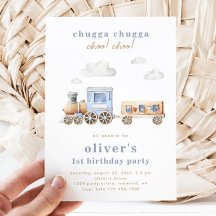列車誕生日招待状 |デジタルまたは印刷