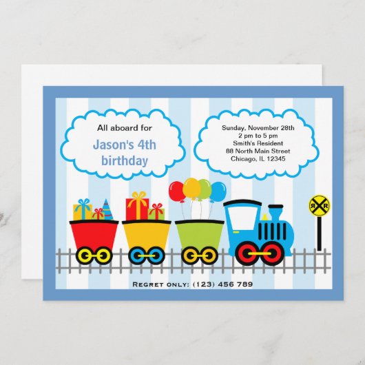 列車誕生日 招待状 (正面/裏面)