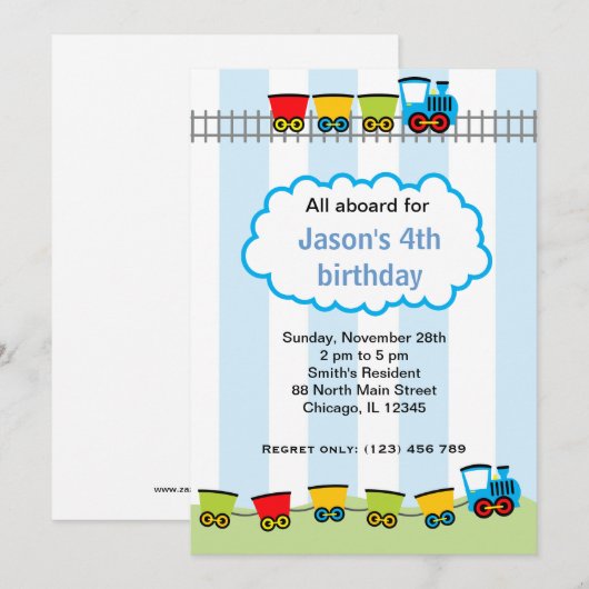 列車誕生日 招待状 (正面/裏面)