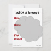 列車誕生日（黒髪）パーティの招待状 招待状 (裏面)