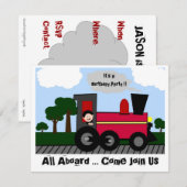 列車誕生日（黒髪）パーティの招待状 招待状 (正面/裏面)