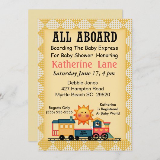 列車赤ちゃんシャワー招待状 招待状 (正面/裏面)