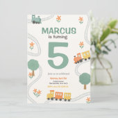 列車走行鉄道子供の誕生日パーティー 招待状 (スタンド正面)