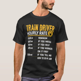 列車運転時給おもしろい鉄道機関車 Tシャツ