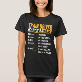 列車運転時給おもしろい鉄道機関車 Tシャツ