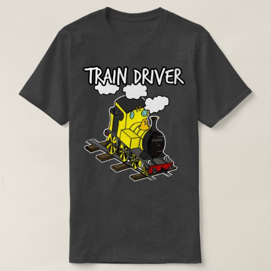 列車運転蒸気機関車レール愛好家Yel Tシャツ (デザイン正面)