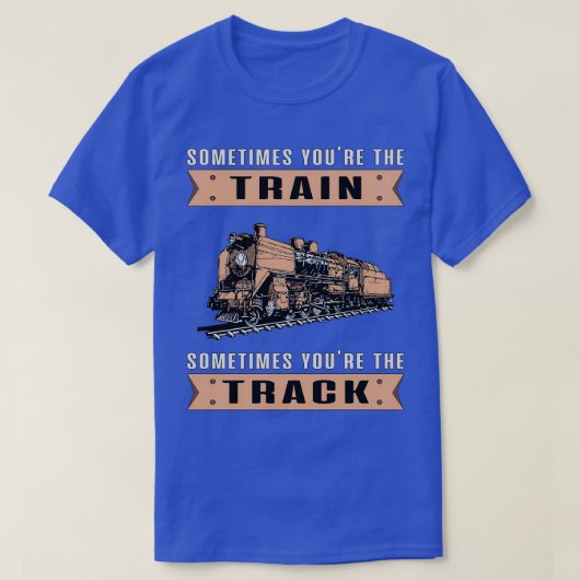 列車鉄道機関車おもしろいカッコいいことわざ Tシャツ (デザイン正面)