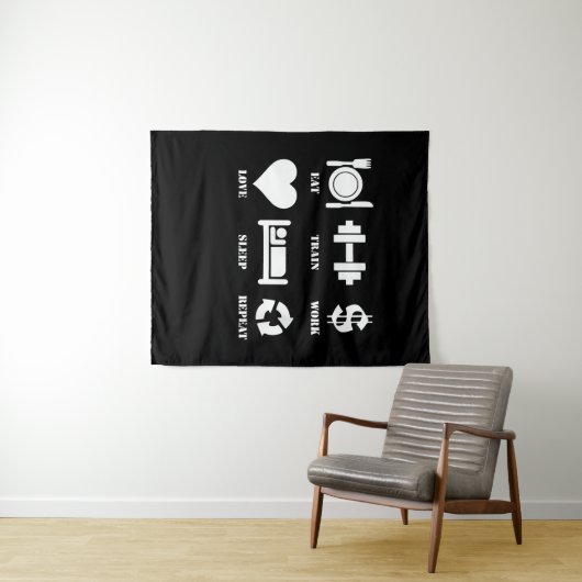 列車食べの仕事ラブスリープリピートジやる気を起こさせるム タペストリー (インサイチュ(横))