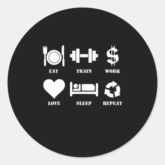 列車食べの仕事ラブスリープリピートジやる気を起こさせるム ラウンドシール (正面)