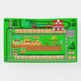 列車駅の道路3x5バナー 横断幕