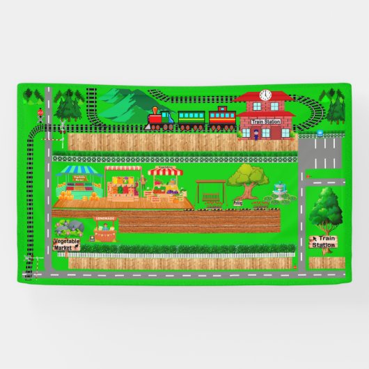 列車駅の道路3x5バナー 横断幕 (横)