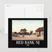列車駅、レッドバンク、NJヴィンテージ ポストカード (正面/裏面)