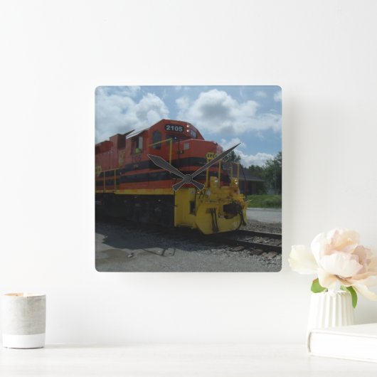 列車 スクエア壁時計 (ホーム)