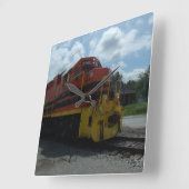 列車 スクエア壁時計 (傾斜)