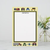 列車、プレインズ、自動車の男のモノグラムの子 便箋 (スタンド正面)