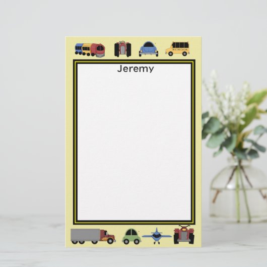 列車、プレインズ、自動車の男のモノグラムの子 便箋 (スタンド正面)