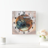 列車 - 駅長の事務所 スクエア壁時計 (ホーム)