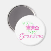 初のおばあちゃんピンクの花 マグネット (正面/裏面)