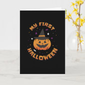 初のハロウィーンかわいいカボチャ カード (黄色い花)