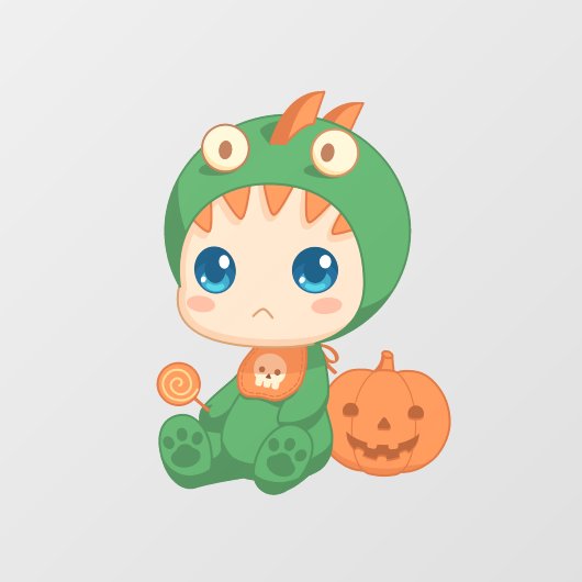 初のハロウィーンかわいいベビードラゴン恐竜の衣装 ウィンドウサイン (シート)
