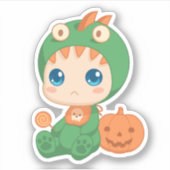 初のハロウィーンかわいいベビードラゴン恐竜の衣装 シール (正面)