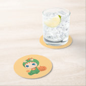 初のハロウィーンかわいいベビードラゴン恐竜の衣装 ラウンドペーパーコースター (インサイチュ)