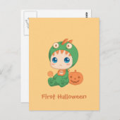 初のハロウィーン可愛いベビー竜恐竜の衣装 ポストカード (正面/裏面)