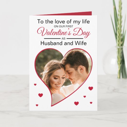 初のバレンタインデーの夫婦赤写真 シーズンカード (正面)