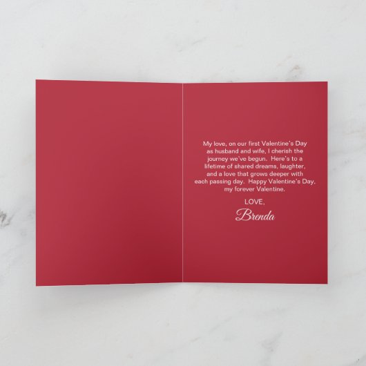 初のバレンタインデーの夫婦赤写真 シーズンカード (内部)