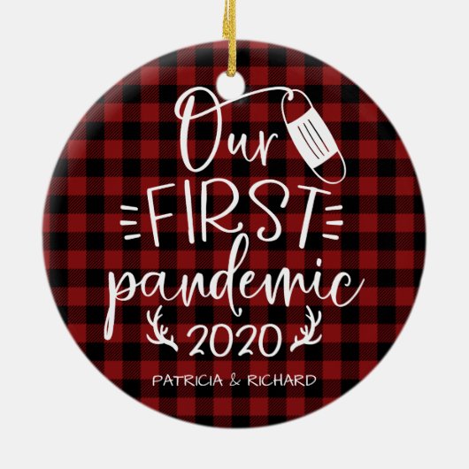 初のパンデミックな夫婦の形見コビデ セラミックオーナメント (裏面)