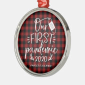 初のパンデミックな夫婦の形見コビデ メタルオーナメント (左)