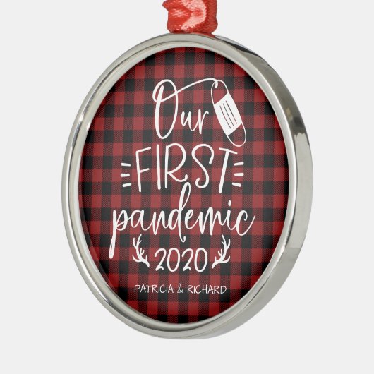初のパンデミックな夫婦の形見コビデ メタルオーナメント (左)