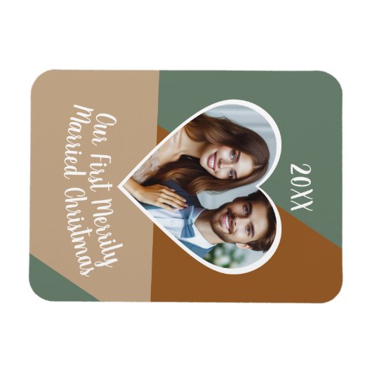 初のメリークリスマス結婚したのカスタム写真 マグネット (横)