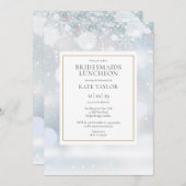 初の冬のスノーフレークスブリデスメイドランチョン 招待状 (正面/裏面)