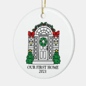 初の家庭用セラミックオーナメント パーソナライズされた セラミックオーナメント (左)