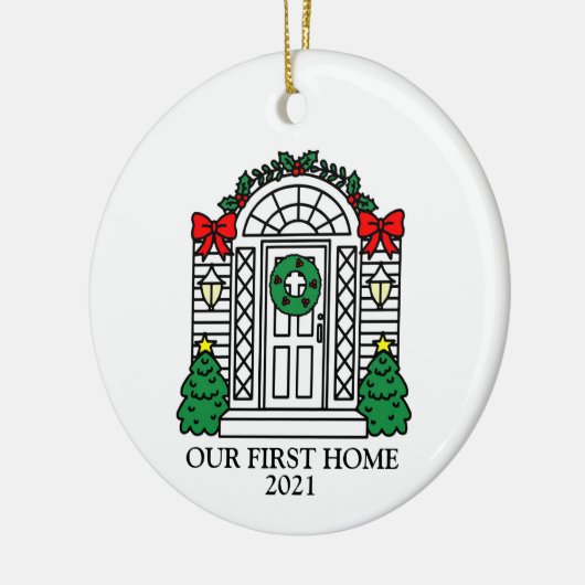 初の家庭用セラミックオーナメント パーソナライズされた セラミックオーナメント (左)