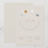 初の旅宇宙テーマ1歳の誕生日招待状3 招待状 (正面/裏面)