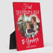  初の母の日 祖母 ハート 赤 フォトプラーク (側面)
