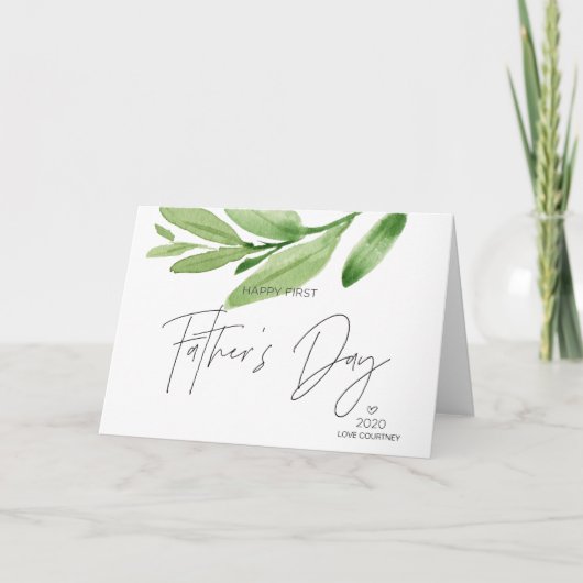 初の父の日，ベビーで新父へ贈り物 カード (正面)