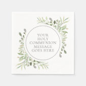 初の聖域の緑の水の色葉の スタンダードカクテルナプキン (正面)