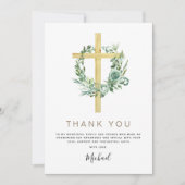 初の聖餐式に感謝Greenery Sage 招待状 (正面)