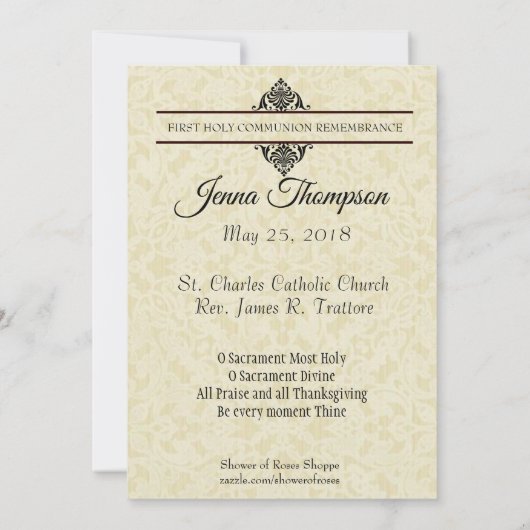 初の聖餐式イエスの子供たちが思い出す 招待状 (裏面)