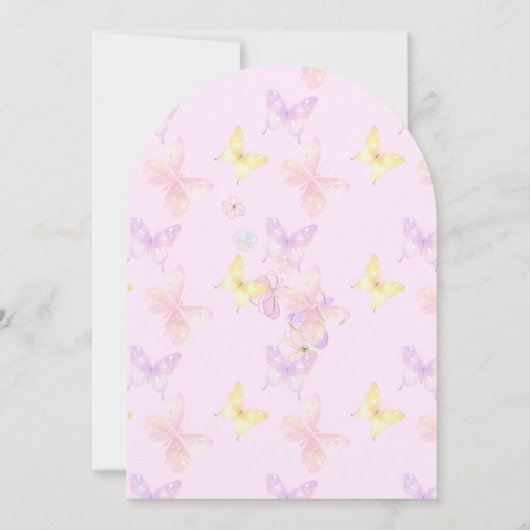 初の聖餐式ピンクバタフライ 招待状 (裏面)