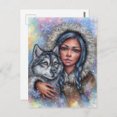 初の雪はがきハスキーのパッ最高のプの友達 ポストカード (正面/裏面)